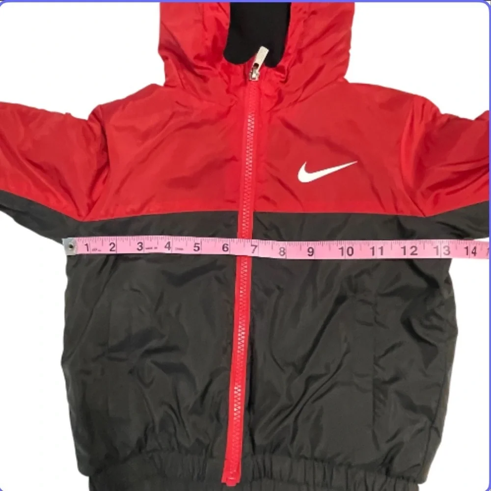 Nike Red and Black Fleece Lined Jacket with Hood